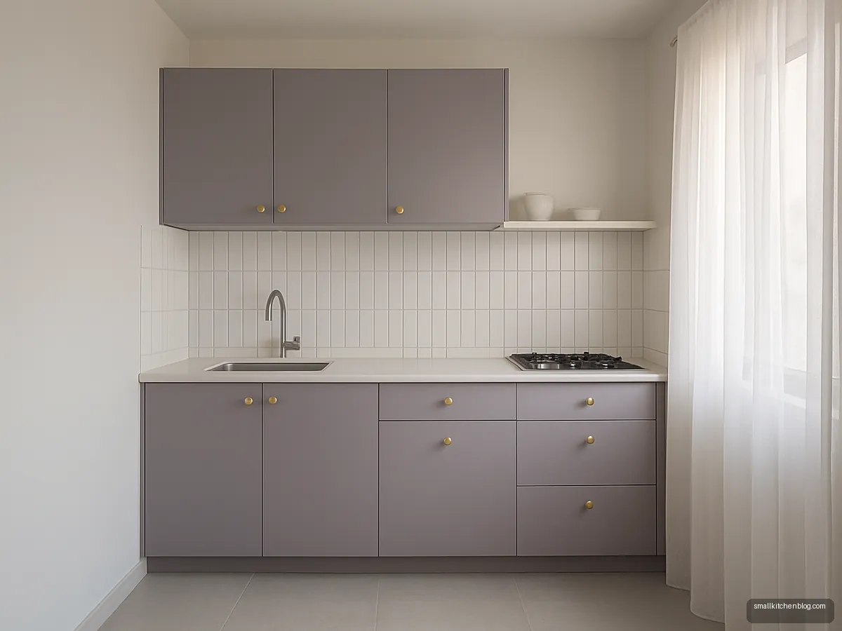 Grey lilac one-wall small kitchen
