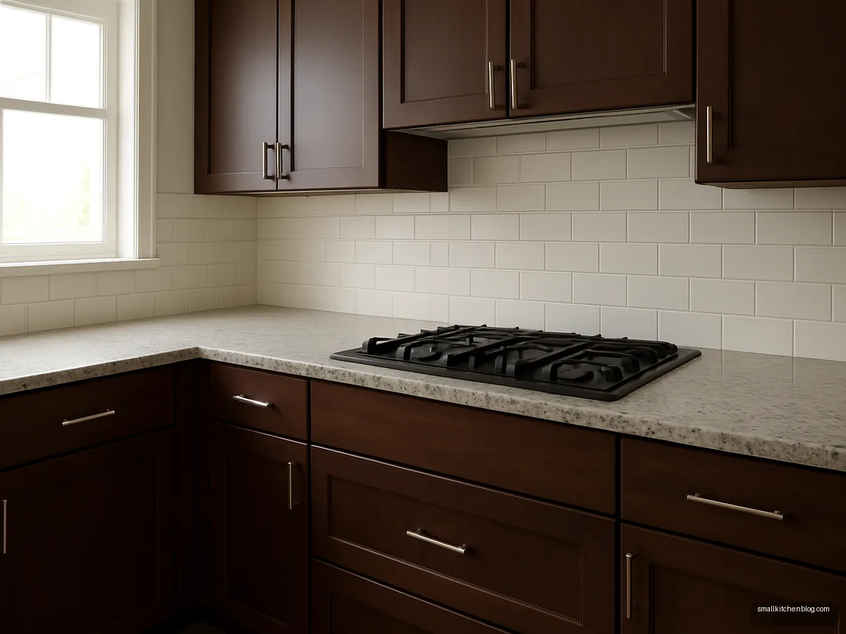 Kashmir white granite with walnut cabinets