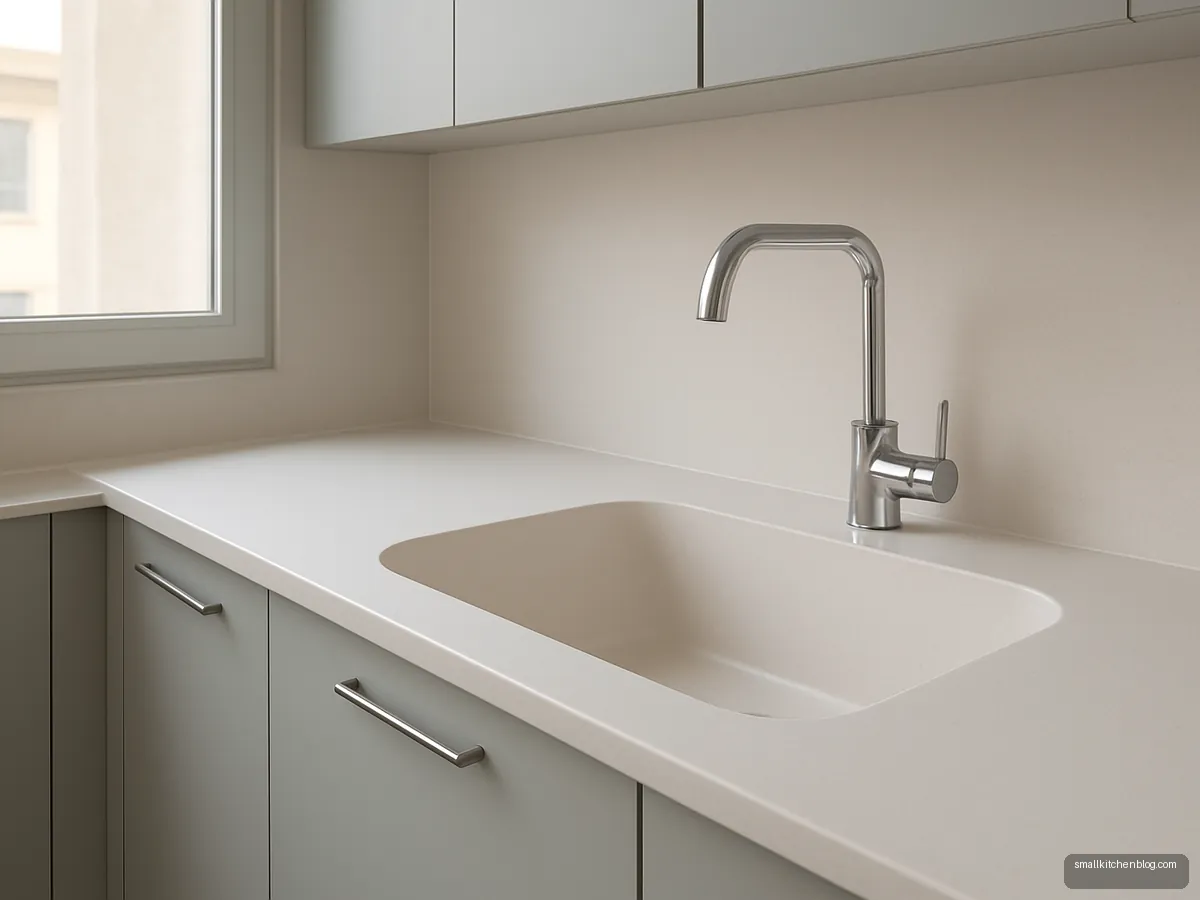 Solid surface counter with integrated sink