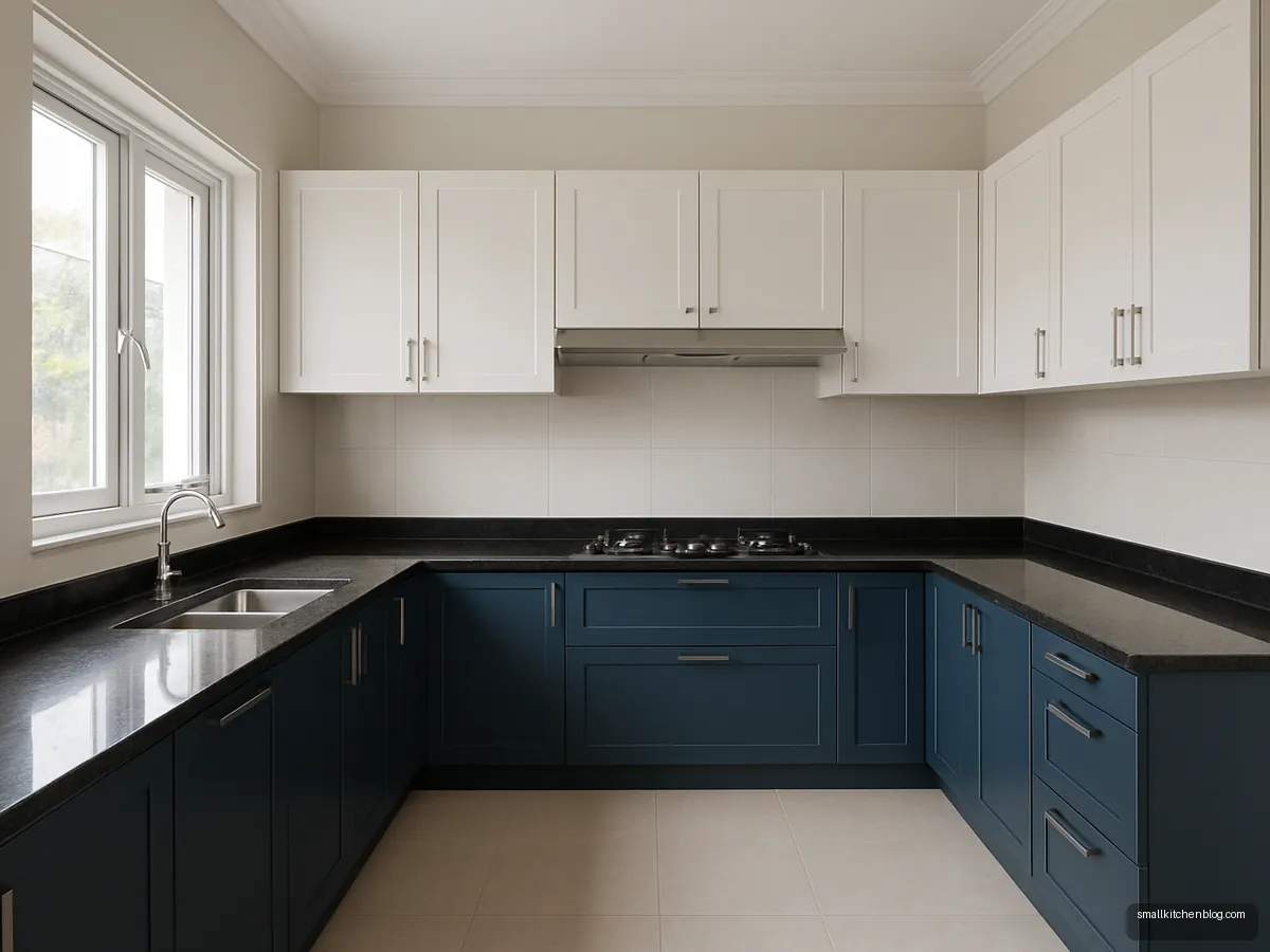 U-shaped kitchen with a generous gap between the arms