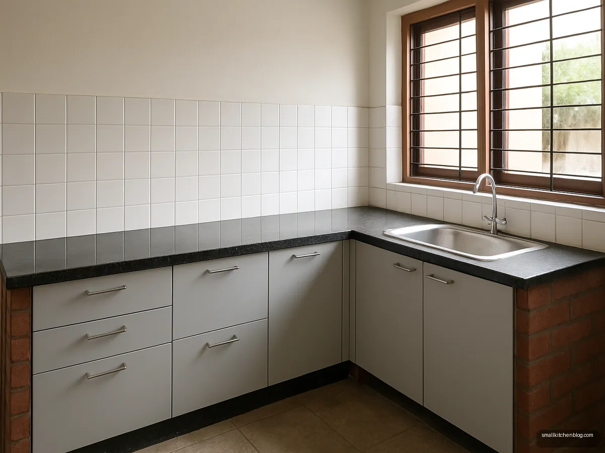 Old granite platform with new modular drawers fitted below