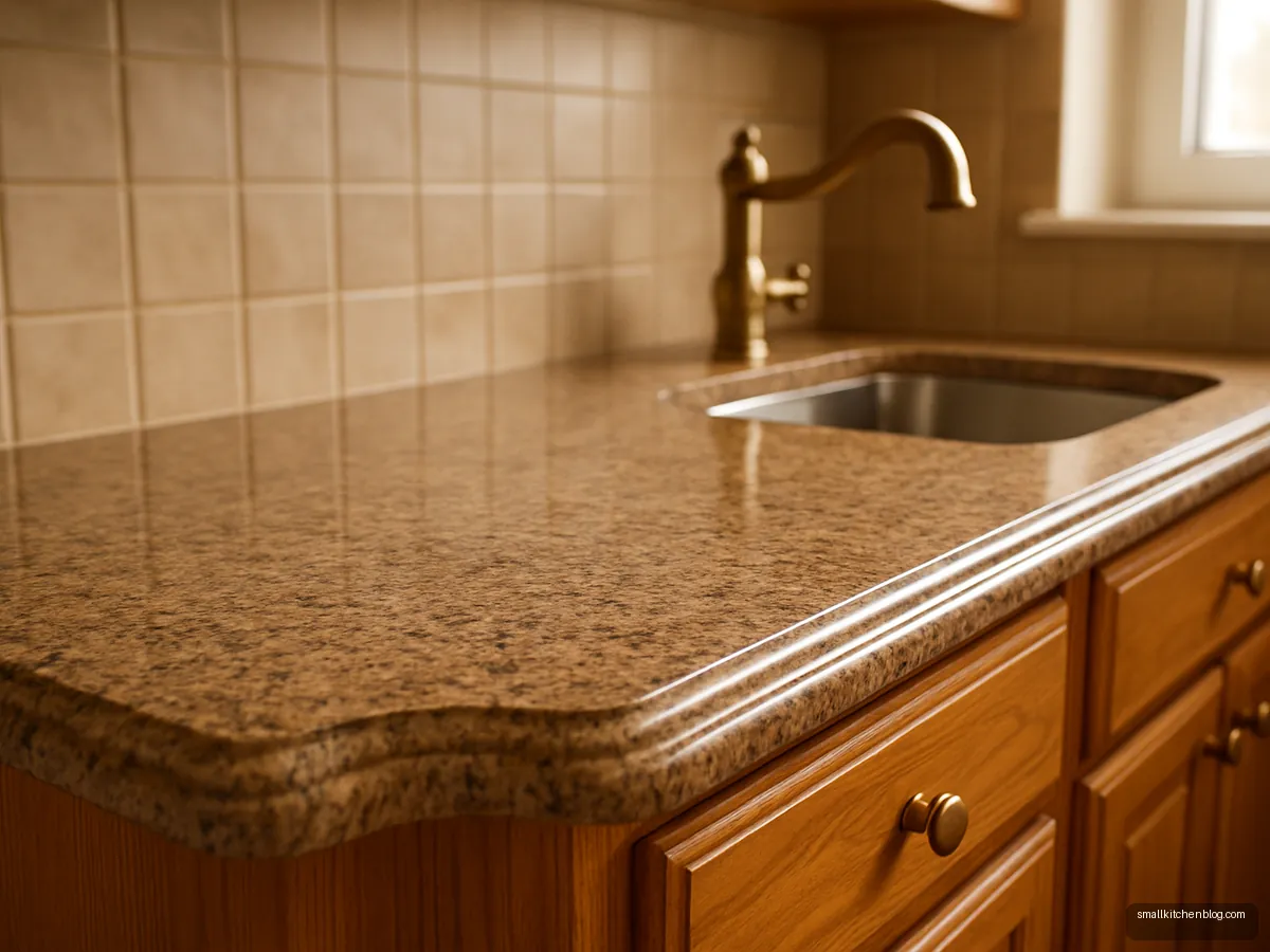 Tan brown granite platform with ogee edge