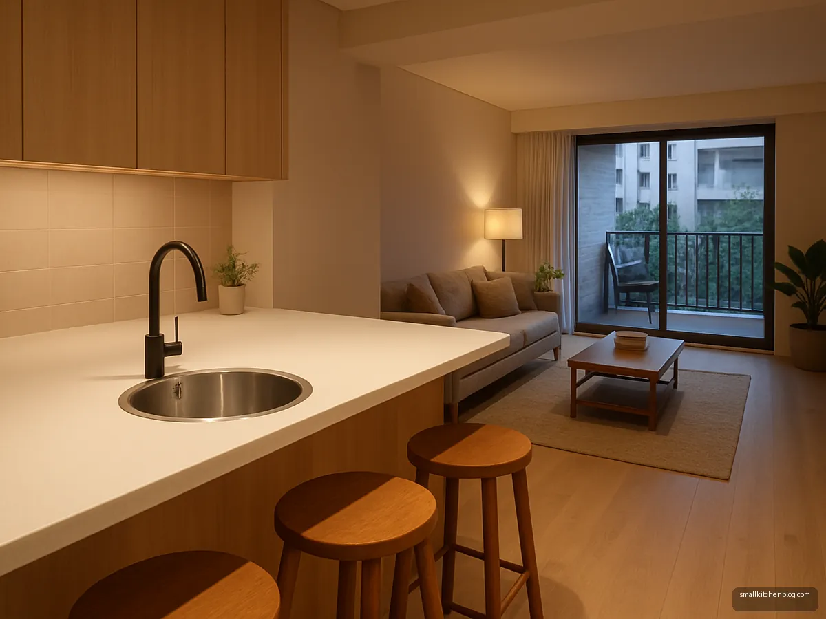 Small round bar sink in a breakfast counter