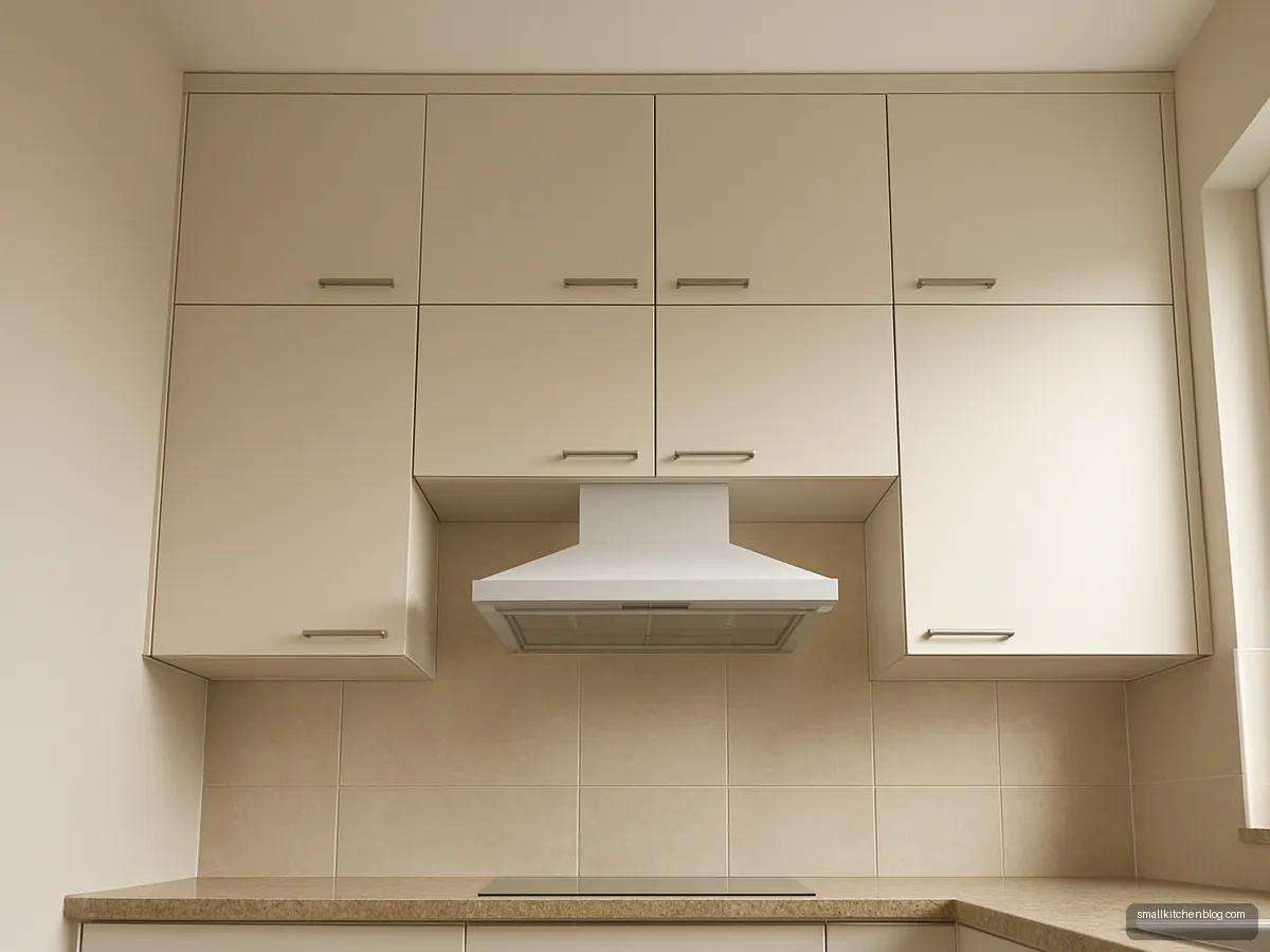 Modular kitchen with loft cabinets running up to the ceiling